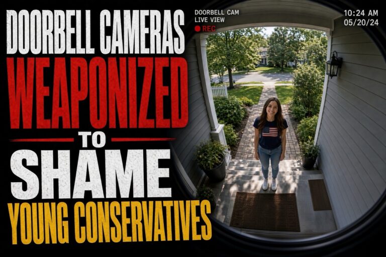 DOORBELL CAMERAS WEAPONIZED TO SHAME YOUNG CONSERVATIVES SHOW THEIR CHARACTER INSTEAD.